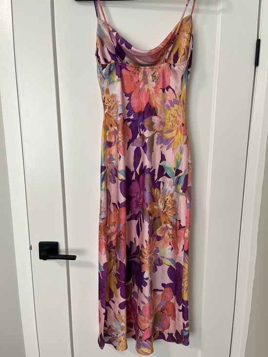 Lovely Day Pink Floral Maxi Slip Dress with Purple Accents - Picture 2 of 2